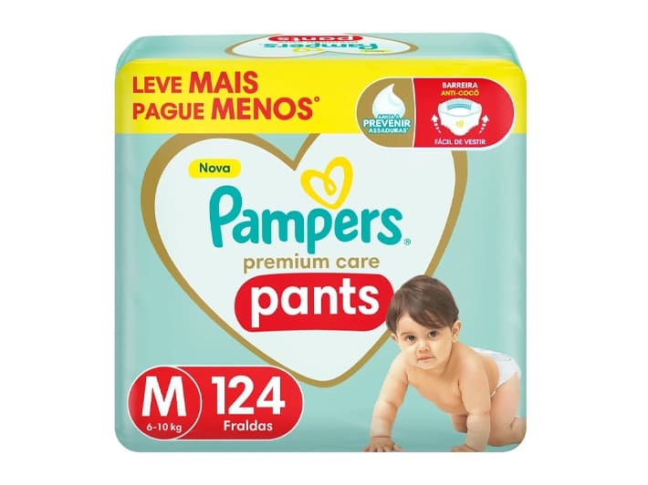 Fralda Pampers Premium Care Pants Tamanho M 124 Unidades