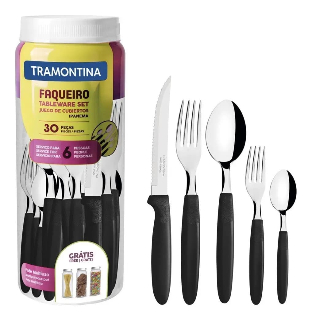 Faqueiro Tramontina Ipanema Inox Preto 30 Peças