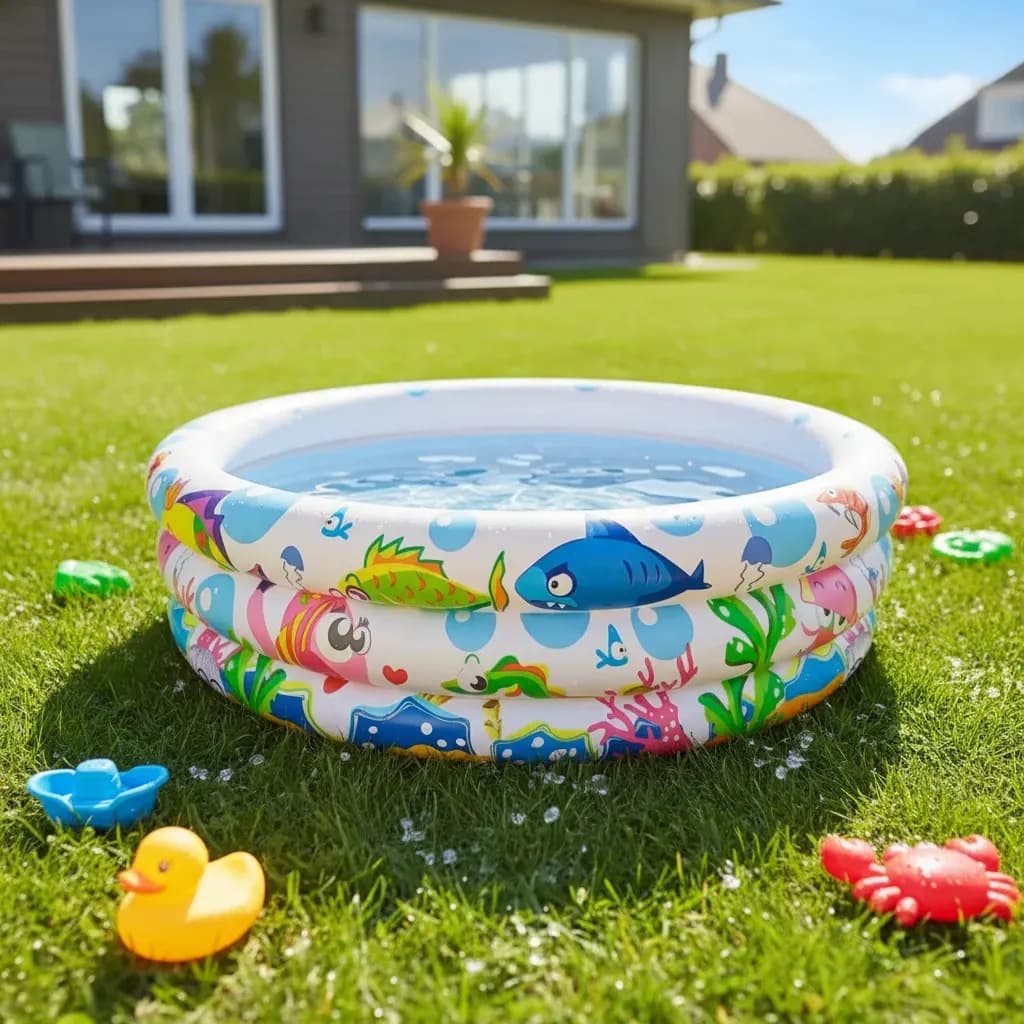 Piscina Inflável Infantil 100L 3 Anéis Fundo do Mar - Wellmix