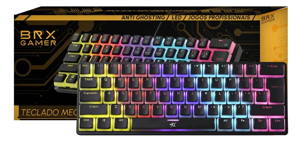 Teclado Mecânico Gamer BRX M403 RGB 60% Switch Blue