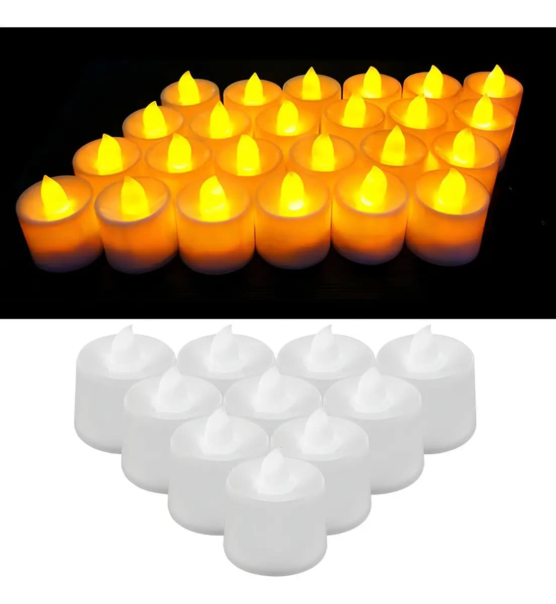 Kit 24 Velas Eletrônicas LED Decorativas Amarela com Baterias