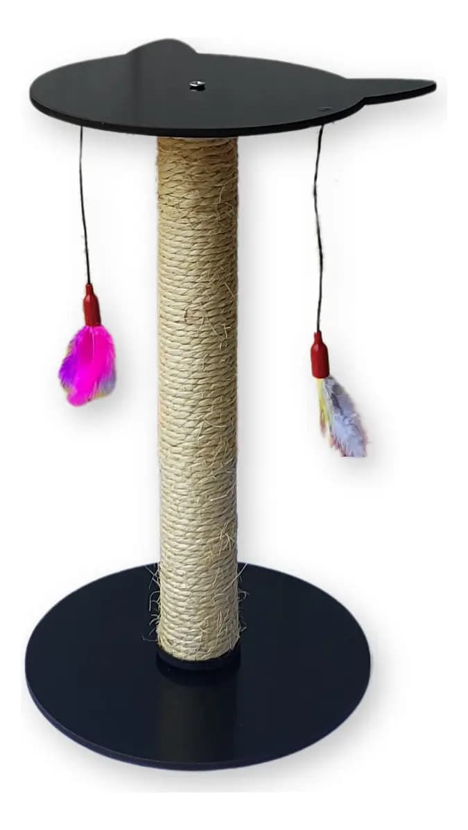 Arranhador Poste Duplo Interativo Yan Pet Sisal Preto