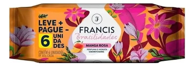 Francis Brasilidades Manga Rosa Sabonete em Barra 80g (6 unidades)
