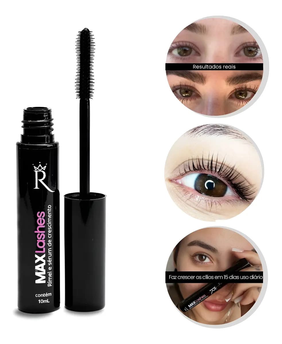 Max Lashes Rímel 2 em 1 com Sérum de Crescimento Preto