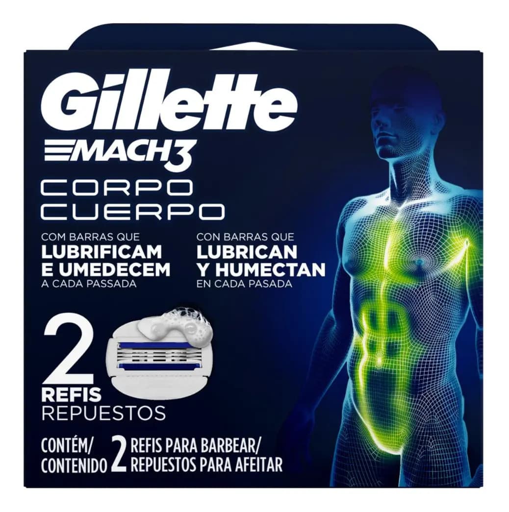 Gillette Mach3 Cartucho Corpo com Gel 2 Unidades