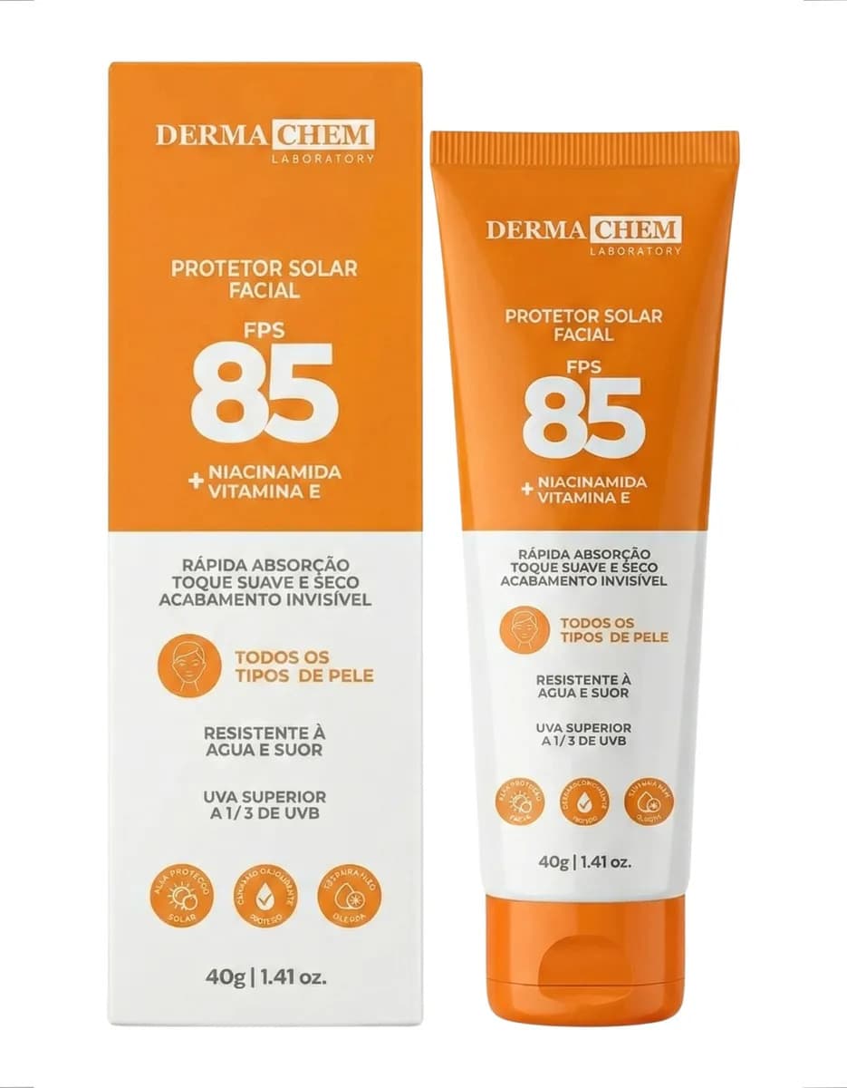 Protetor Solar Facial Dermachem FPS85 Toque Seco Niacinamida