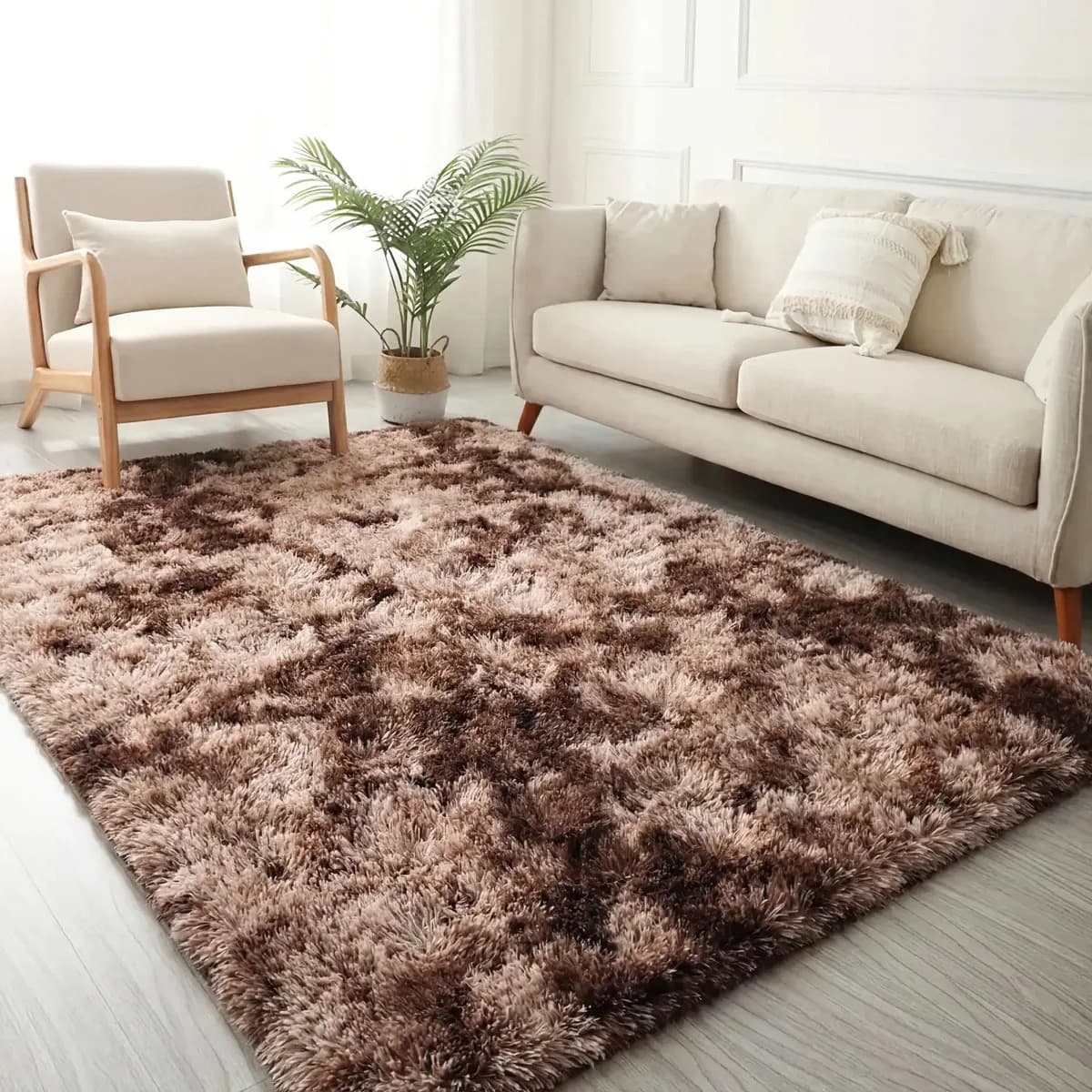 Tapete Shaggy Pizzei Peludo 2,00x1,50m Pelo 4cm - Marrom Mesclado