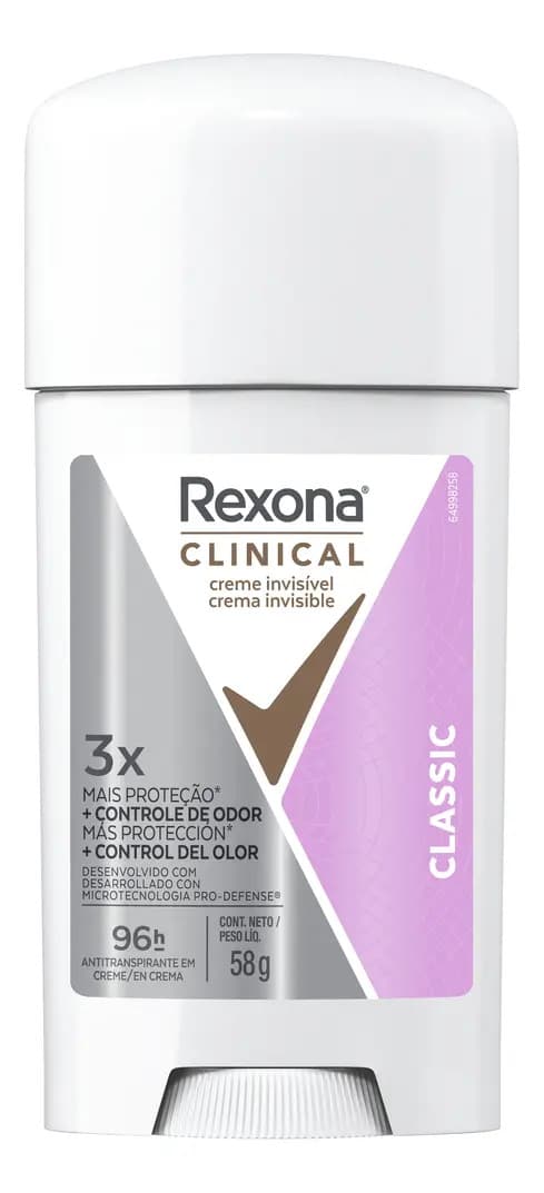 Rexona Clinical Antitranspirante Creme Classic 58g
