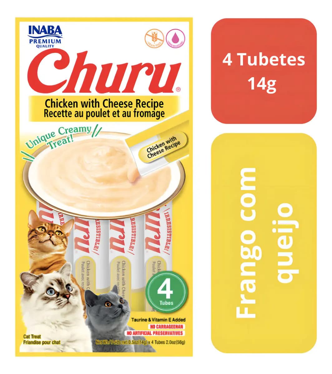 Churu Inaba Frango com Queijo para Gatos 56g (4 tubos)