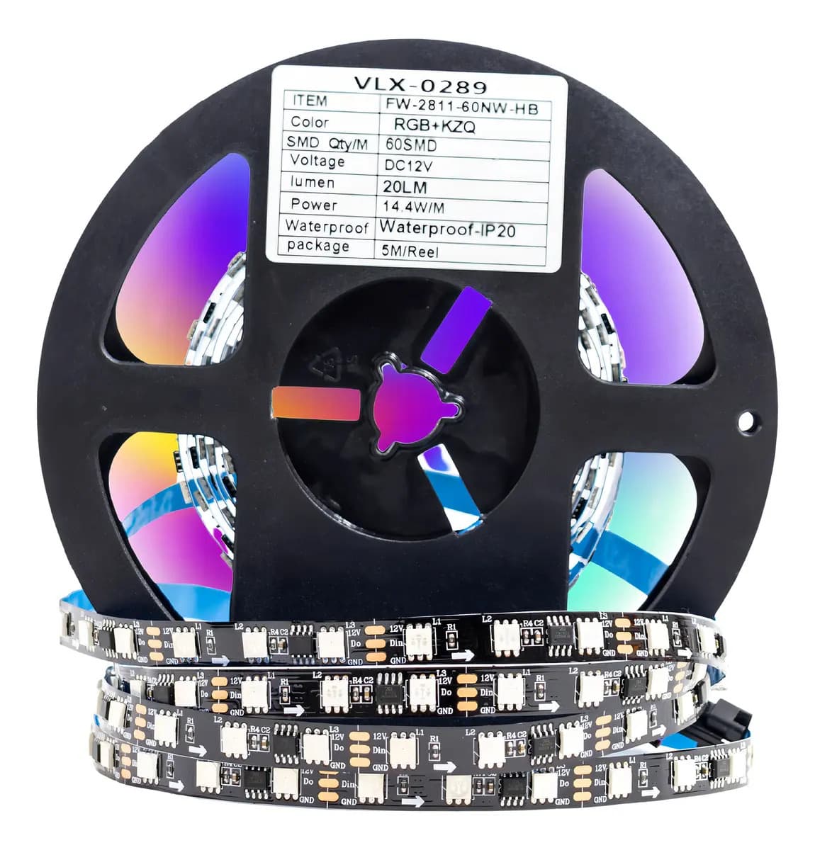 Fita LED Endereçável WS2811 RGB 5m 300 LEDs 12V IP20 (PCB preta)