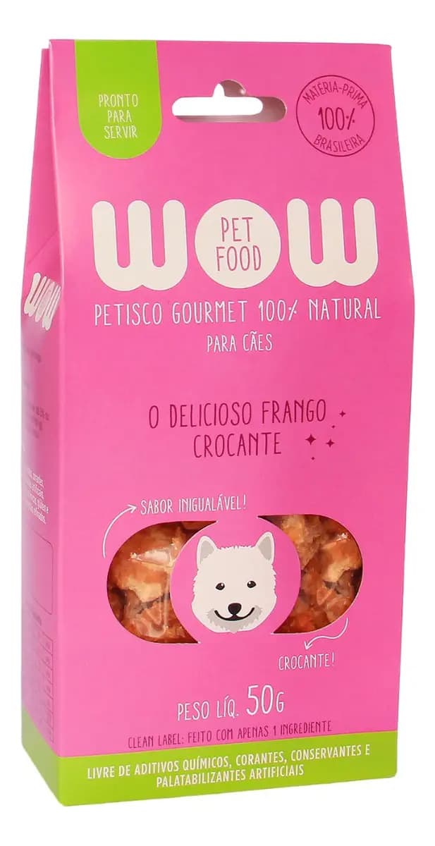 Petisco Natural WOW Filhotes Frango Crocante para Gatos 50g