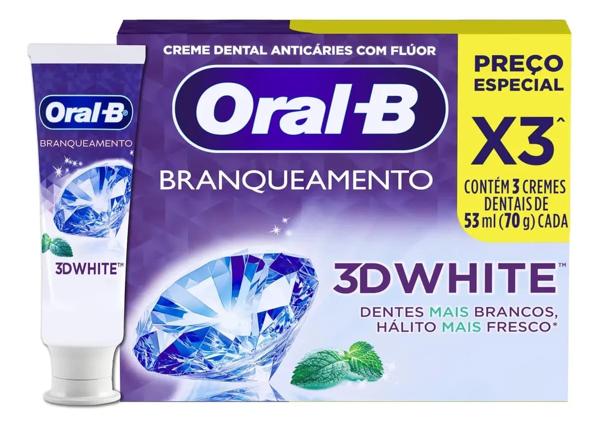 Oral-B 3D White Branqueadora 70g (3 unidades)