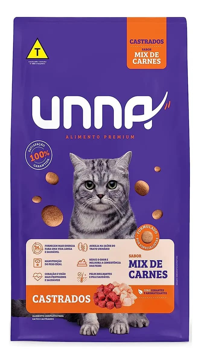 Unna Ração Gatos Castrados Mix de Carnes 10,1kg