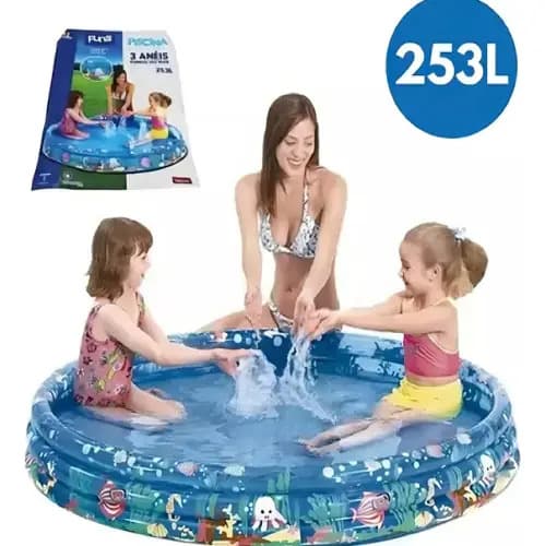 Piscina Infantil Inflável Redonda 253 Litros Fundo do Mar - Wellmix