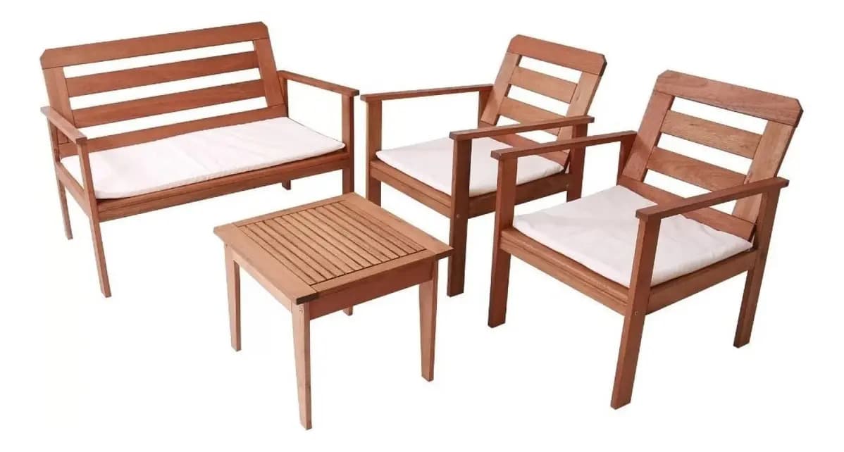 Conjunto de Jardim Cairo Yescasa: Sofá, 2 Poltronas e Mesa de Centro