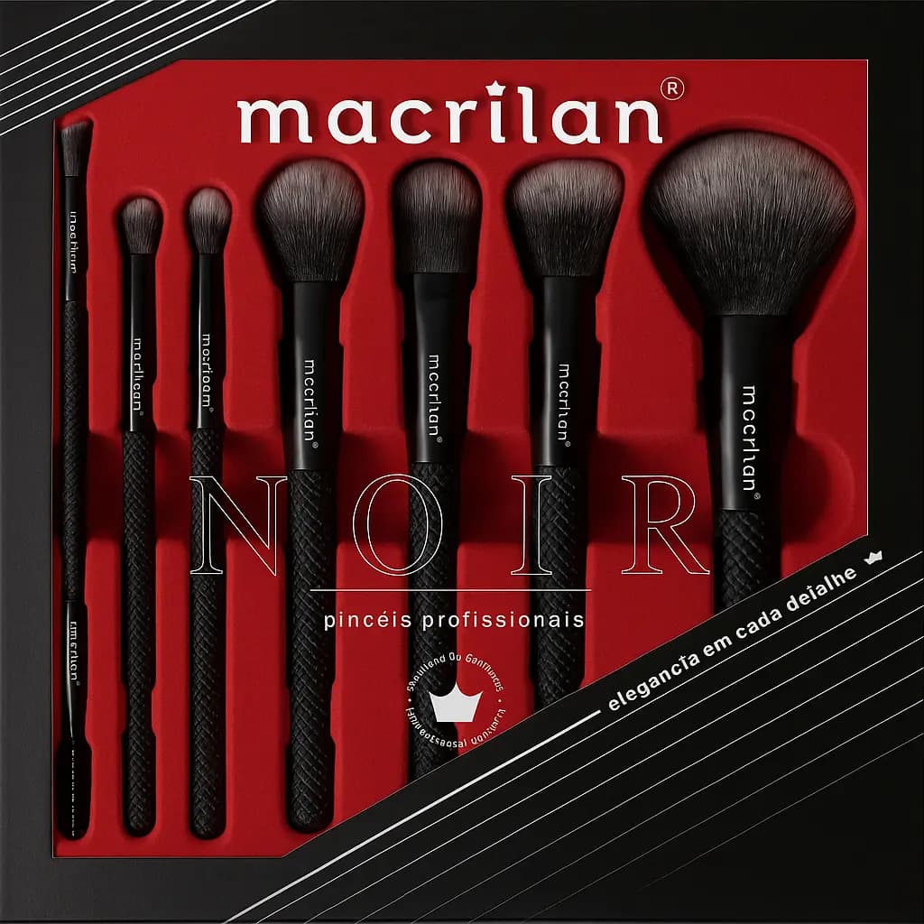 Kit 7 Pincéis Macrilan Noir ED009 — Profissionais