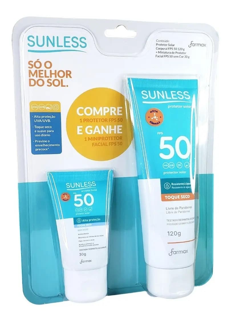 Kit Protetor Solar Sunless FPS50 Corporal 120g + Facial