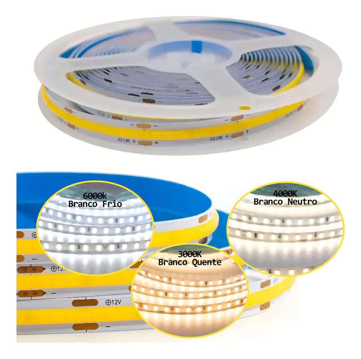 Fita LED COB Branco Quente 3000K 10m 360 LEDs/m
