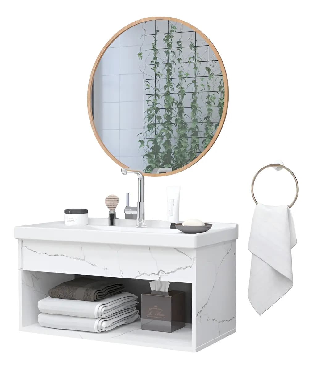 Gabinete de Banheiro Riverzza Zoff 63cm com Cuba (Suspenso, MDF)