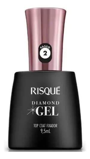 Top Coat Fixador Risqué Diamond Gel — Brilho e Efeito Gel