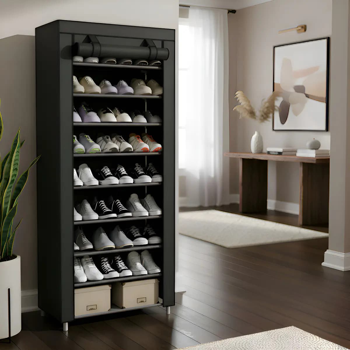 Sapateira Organizador de Sapatos TNT 9 Prateleiras Preto