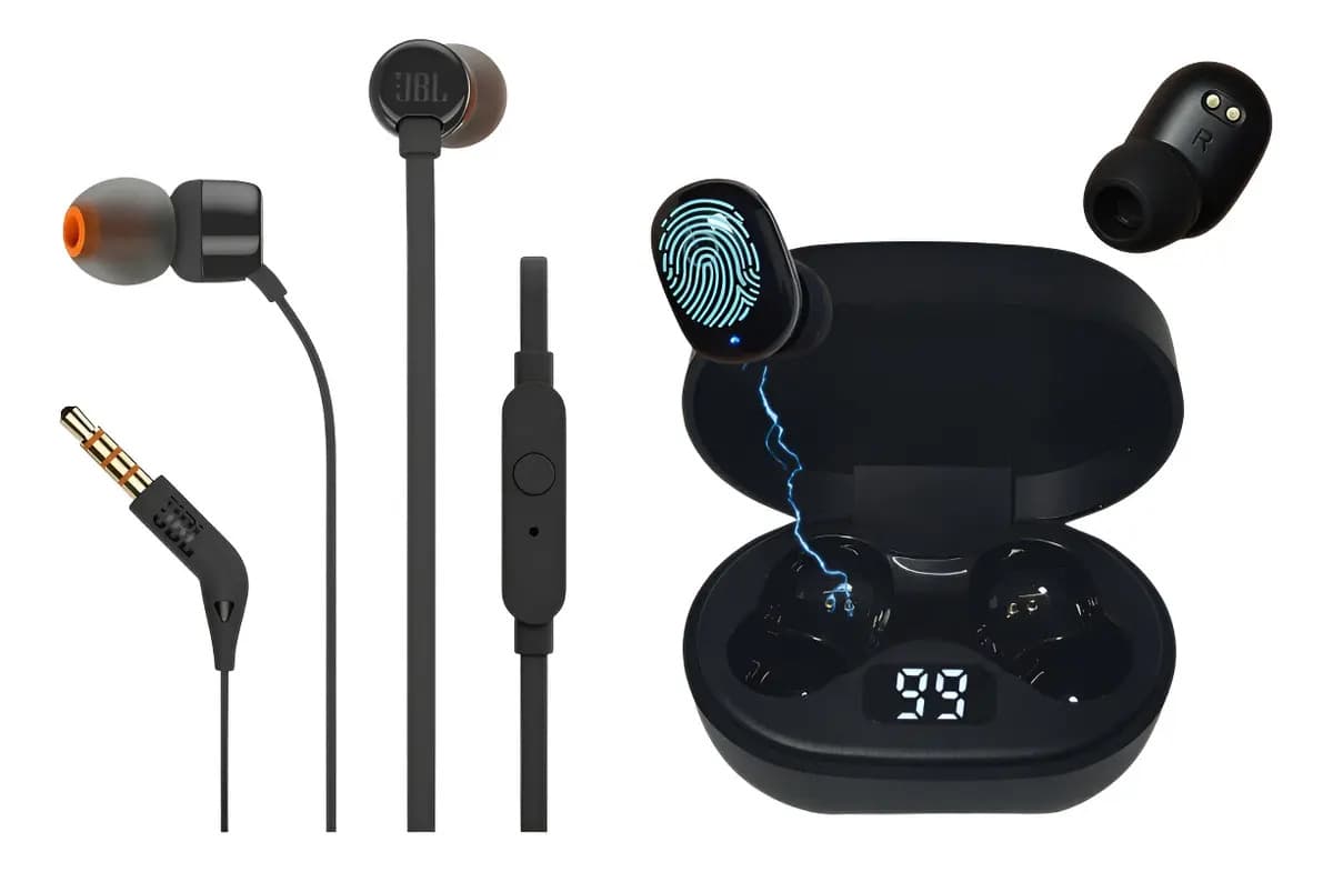 Kit Fone Bluetooth TWS + JBL Tune 110 com Fio