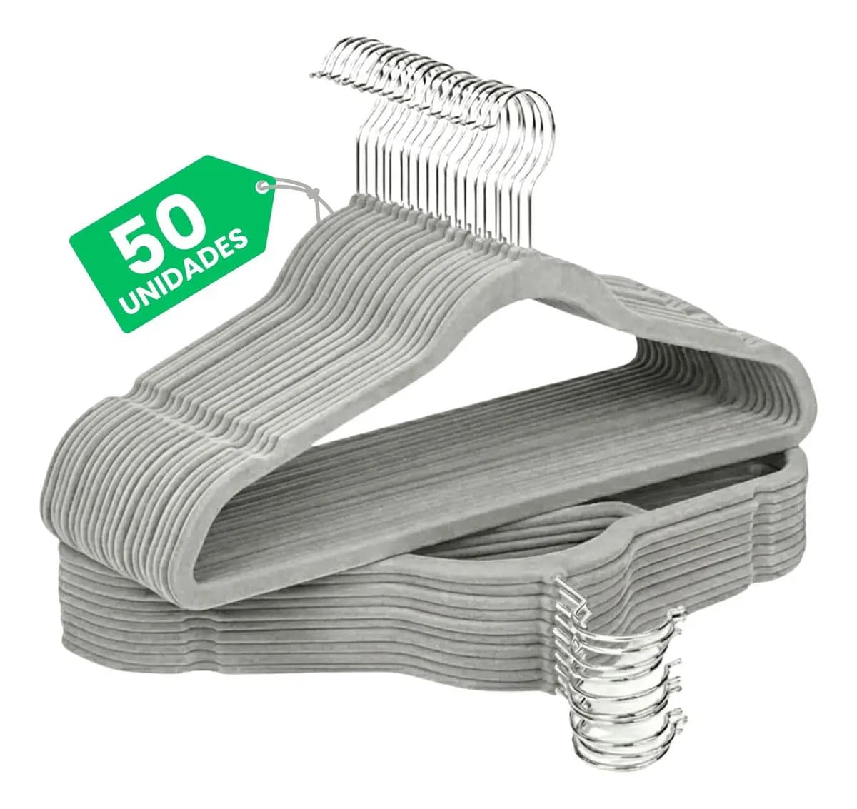Kit 50 Cabides de Veludo Slim Antideslizante Adulto
