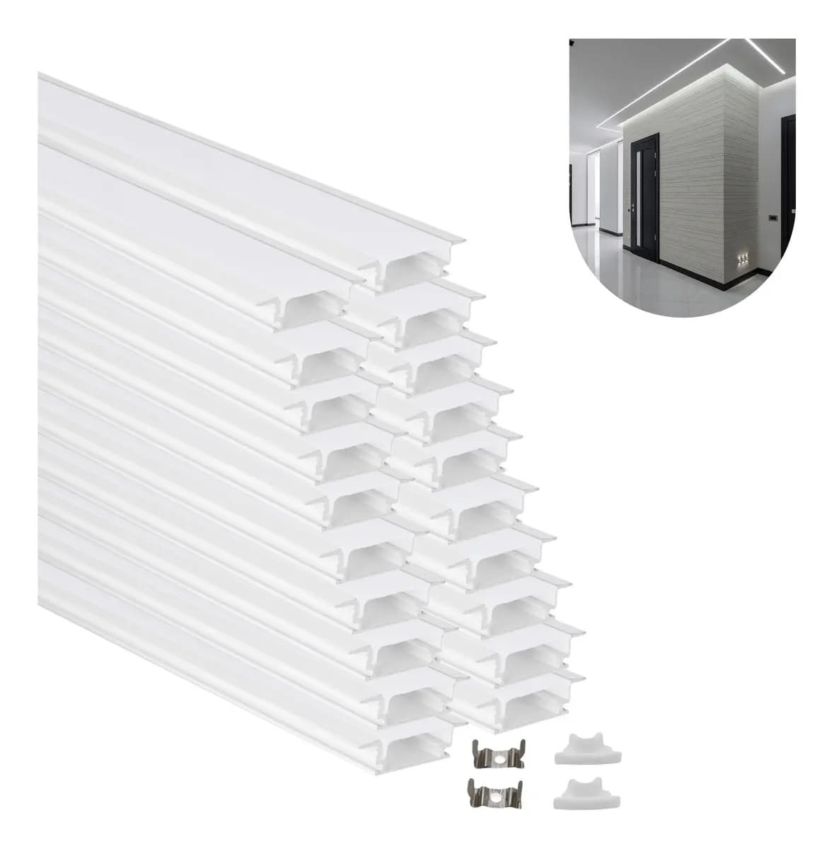 Kit Perfil de Alumínio Slim 20m para Fita LED + Difusor (IP20)