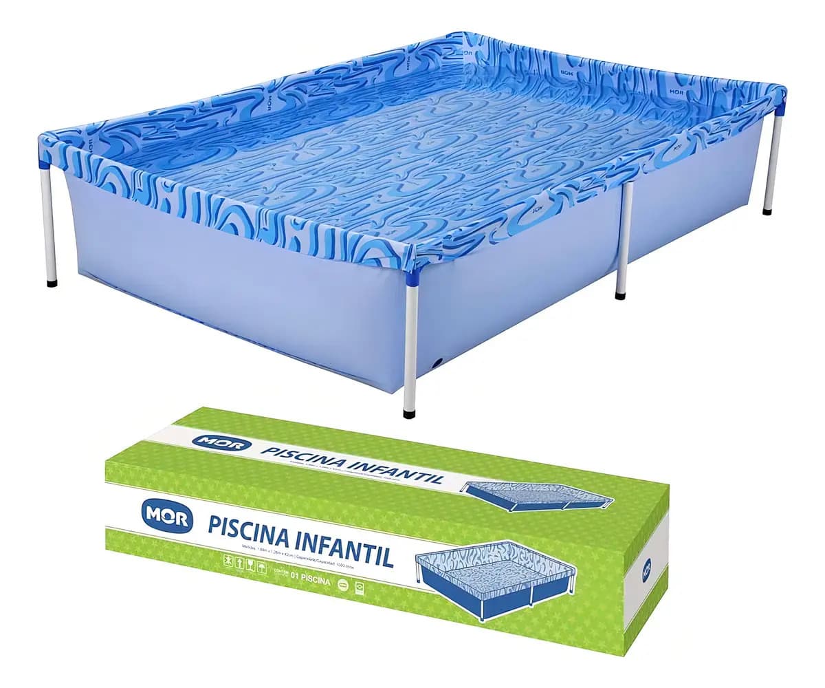 Piscina Retangular Pequena Inflável 1000 Litros Portátil - Mor