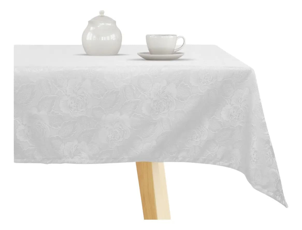 Toalha de Mesa Retangular 6 Lugares Jacquard Admirare Branca 2,00x1,35m