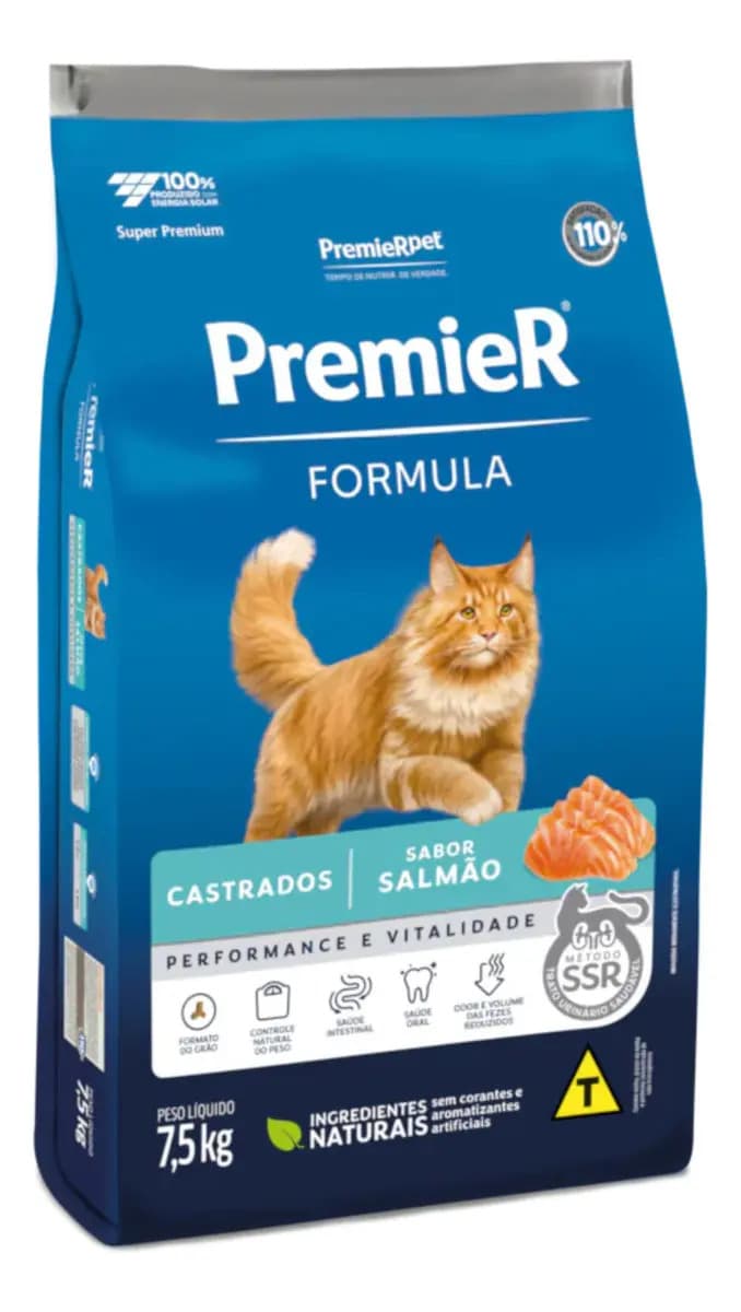 Premier Ração Gatos Castrados Salmão 7,5kg