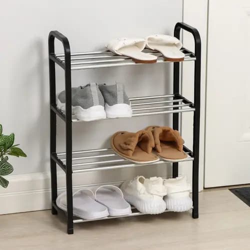 Sapateira Estante Organizadora 8 Pares Plástico e Aço Preto