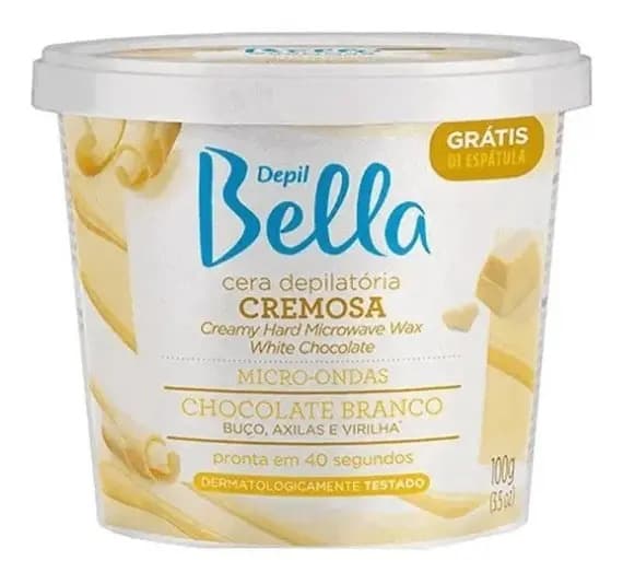 Cera Depilatória Cremosa para Microondas Chocolate Branco Depil Bella 100g